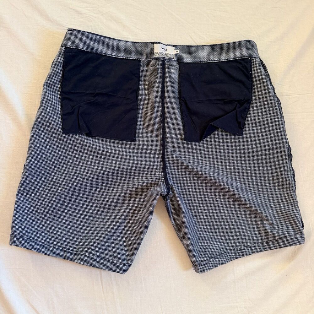 Wax London Men’s Textured Cotton Shorts Blue White Patterned Made Portugal Sz 38 - Picture 9 of 12